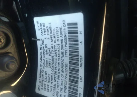 2018 Honda Civic Ex из США, поврежденный, VIN 2HGFC2F72JH527201